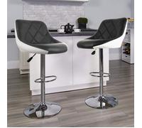 JEOBEST® Tabouret de Bar Lot de 2 avec siège rembourré tabourets en Cuir Artificiel réglable Noir Blanc