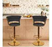 JEOBEST Tabourets de Bar Réglables de 55 À 73 cm Lot de 2 Chaises Haute pour Îlots de Cuisine Chaises de Salle À Manger Noir