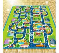 JEOBEST Tapis d'éveil pour enfants, plan de ville composé de voitures, de maisons, de chiffres, d'anglais et d'autres motifs