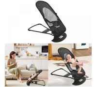 JEOBEST Transat Bébé 3-en-1, balancelle pour bébé avec harnais, Noir, réglable en angle, amovible, antidérapant