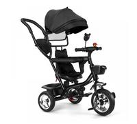 JEOBEST Tricycle Evolutif Bebe - Draisienne Pour Enfants, Noir, pour 1-5 ans, Poussette 4 en 1