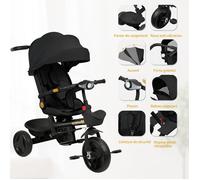 JEOBEST Tricycle évolutif bébé pliable avec siège pivotant à 360° - Vélo - Poussette bébé 1-4 ans - Capacité de 20 kg