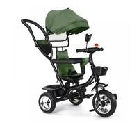 JEOBEST Tricycle Evolutif, Poussette, Vert, avec toit solaire, grand panier de rangement, convient pour bébés de 1 à 5 ans