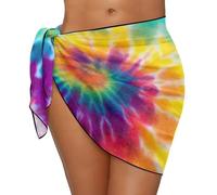 JEOCODY Paréo de plage en mousseline de soie pour femme, Rainbow Tie Dye., taille unique