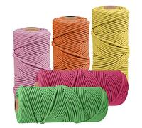 JeogYong 5pcs Corde Macramé 2mm x 100m Naturel Fil Macramé Coton Ficelle Corde Tresse Cordelette Bricolage Cordon pour Tentures Murales,Suspension Plante,Décorations D'intérieur,Art Floral Creatif (A)
