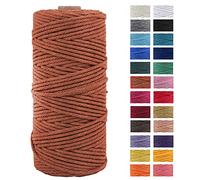 JeogYong Corde en Macramé, en Fil de Coton Naturel épais, Corde en Macramé à 4 Plis pour Tentures Murales, Cintres, Bricolage, Décorations pour La Maison, Emballage Cadeau 3mm x 100m (Corail)