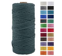 JeogYong Corde en Macramé, en Fil de Coton Naturel épais, Corde en Macramé à 4 Plis pour Tentures Murales, Cintres, Bricolage, Décorations pour La Maison, Emballage Cadeau 3mm x 109Yards (Vert foncé)