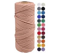 JeogYong Corde en Macramé, Fil de Coton Naturel épais, Corde en Macramé à 3 brins pour Tentures Murale, Cintres, Bricolage, Décorations pour La Maison, Emballage Cadeau 2mm x 100m (Rouge Brique)