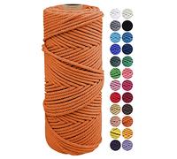 JeogYong Corde en Macramé, Fil de Coton Naturel épais, Corde en Macramé à 3 brins pour Tentures Murale, Cintres, Bricolage, Décorations pour La Maison, Emballage Cadeau 2mm x 100m (Orange)