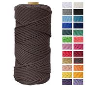 JeogYong Corde Macramé 4mm x 100m Fils Macrame Coton Ficelle Naturelle Cordon Bricolage Cordelettes pour Tentures Murales, Tissage Attrapeur de Rêves, Suspension Plante Décorations (Marron)