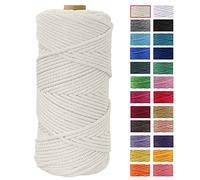JeogYong Corde Macramé 4mm x 100m Fils Macrame Coton Ficelle Naturelle Cordon Bricolage Cordelettes pour Tentures Murales, Tissage Attrapeur de Rêves, Suspension Plante Décorations (Naturel)