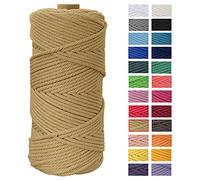 JeogYong Corde Macramé 4mm x 100m Fils Macrame Coton Ficelle Naturelle Cordon Bricolage Cordelettes pour Tentures Murales, Tissage Attrapeur de Rêves, Suspension Plante Décorations (Café)