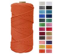 JeogYong Corde Macramé 4mm x 100m Fils Macrame Coton Ficelle Naturelle Cordon Bricolage Cordelettes pour Tentures Murales, Tissage Attrapeur de Rêves, Suspension Plante Décorations (Orange)