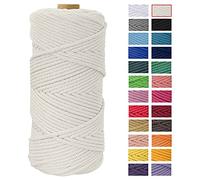 JeogYong Corde Macramé 4mm x 100m Fils Macrame Coton Ficelle Naturelle Cordon Bricolage Cordelettes pour Tentures Murales, Tissage Attrapeur de Rêves, Suspension Plante Décorations (Naturel)