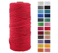 JeogYong Cordon épais en coton naturel pour macramé - Pour suspension murale, suspension de plantes, loisirs créatifs, décoration d'intérieur, emballage cadeau - 3 mm x 100 m (rouge)