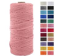 JeogYong Cordon épais en coton naturel pour macramé - Pour suspension murale, suspension de plantes, loisirs créatifs, décoration d'intérieur, emballage cadeau - 3 mm x 100 m (rose pêche)