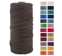 JeogYong Cordon épais en coton naturel pour macramé - Pour suspension murale, suspension de plantes, loisirs créatifs, décoration d'intérieur, emballage cadeau - 3 mm x 100 m (marron)