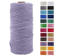 JeogYong Corde en Macramé, en Fil de Coton Naturel épais, Corde en Macramé à 4 Plis pour Tentures Murales, Cintres, Bricolage, Décorations pour La Maison, Emballage Cadeau 3mm x 109 Yards (Violet)
