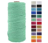 JeogYong Cordon épais en coton naturel pour macramé - Pour suspension murale, suspension de plantes, loisirs créatifs, décoration d'intérieur, emballage cadeau - 3 mm x 100 m (vert algue)