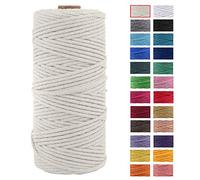 JeogYong Cordon épais en coton naturel pour macramé - Pour suspension murale, suspension de plantes, loisirs créatifs, décoration d'intérieur, emballage cadeau - 3 mm x 100 m (naturel)