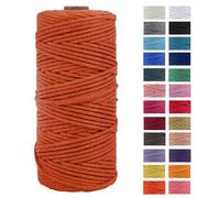 JeogYong Corde en Macramé, en Fil de Coton Naturel épais, Corde en Macramé à 4 Plis pour Tentures Murales, Cintres, Bricolage, Décorations pour La Maison, Emballage Cadeau 3mm x 109 Yards (Orange)