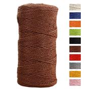 JeogYong Ficelle Jute 2mm x 100m Ficelle de Jardin Cordelette Jute Corde Naturel Chanvre Cordelette de Jardinage pour Emballage de Décoration Cadeau, Bricolage d'art Créatif, Mariage (Café)