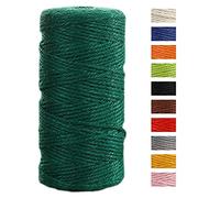 JeogYong Ficelle Jute 2mm x 100m Ficelle de Jardin Cordelette Jute Corde Naturel Chanvre Ficelles de Jardinage pour Emballage de Décoration Cadeau, Bricolage d'art Créatif, Mariage (Vert foncé)