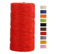 JeogYong Ficelle Jute 2mm x 100m Ficelle de Jardin Cordelette Jute Corde Naturel Chanvre Ficelles de Jardinage pour Emballage de Décoration Cadeau, Bricolage d'art Créatif, Mariage (Rouge)