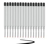 JeoPoom 16 Pièces Recharges de Stylo Bille, Recharges universelles longueur 9.9cm, pour l'école, le Bureau(Noir)