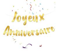 JeoPoom Joyeux Anniversaire Banderole, Happy Birthday Banner, Birthday Bannière Banderole, Guirlande Brillante et Dorée pour Fête d’Anniversaire, pour Filles Garçons Adultes(Or)