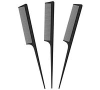 JeoPoom Peigne a Queue Antistatique[3 Pièces], Peigne Fibre Carbone à Queue Professionnel Peigne Cheveux pour Salon Coiffure, pour Les Cheveux et Pour Hommes et Femmes Avec DifféRents Types