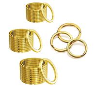 JeoPoom Porte-Clés[30 Pièces], Porte Cle, Anneau Brisé Plat Porte-clés en 304 Acier Inoxydable, pour Clé de Voiture Maison, Artisanat, Lanières Organisation, 3 Tailles Différentes (1-Doré)