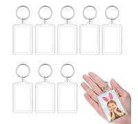 JeoPoom Porte-Clés Photo[8 Pièces], Porte-Clé Transparent, Acrylique Porte Clef, Vierge Rectangle, avec Anneau Brisé pour Famille, Amis, Cadeaux et Artisanat