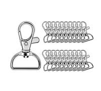 JeoPoom Porte-clés Rotatif[20 Pièces], Fermoirs Mousqueton, Clé De Crochets Anneaux, pour Bricolage, projets de Couture, Sacs a Dos, Sacs à Main(Argent)