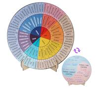 Jeoronuly Feelings Wheel Therapy Décoration de bureau, 15 cm de diamètre, double face, pour la santé mentale, roue d'émotion avec support, tableau de roue en bois, cadeau thérapeute, psychologue,