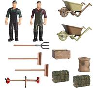 Jeorywoet 12 pièces Jouets de Ferme Simulation réaliste Fermier Figurines Miniatures Jouets de Ferme Accessoires scène Petit Ensemble Jeu éducatif pour Les Enfants en Bas âge apprenant