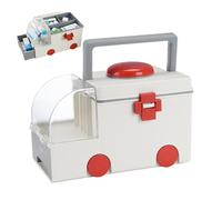 Jeorywoet Boîte de Rangement de médecine, 12x7x7.5 Boîte Rangement médecine en Forme d'ambulance en Forme d'ambulance avec Contenu Pilule boîtier Transparent latérale avec Verrouillage sécurité