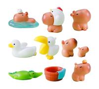 Jeorywoet Capybara Figurine, Mini Capybara, 10pcs Mignon Figurine, Mini-résine Animaux pour poupée Micro-Paysage de fête d'anniversaire gâteau Toppers de Bureau, Figures