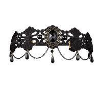 Jeorywoet Chaîne frontale Halloween gothique Lolita perle dentelle élastique bandeau cheveux couronne bandeau