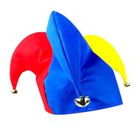 Jeorywoet Chapeau de clown, chapeau de bouffon cour, arlequin drôle avec cloches, accessoire costume taille uniforme pour fête festival