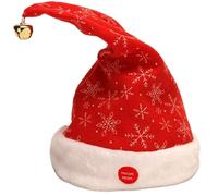 Jeorywoet Chapeau de noël électrique, chapeau de père noël chantant et dansant, avec cloche, casquette en velours en peluche, fournitures fête et du nouvel an