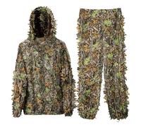 Jeorywoet Costume Ghillie amélioré pour l'extérieur, vêtement de Camouflage léger à Capuche 3D réaliste, Jungle