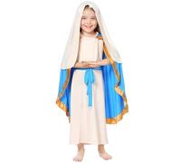 Jeorywoet Costumes bibliques pour filles, Costume de Noël de la Vierge, comprenant une jupe avec une cape, un foulard blanc, ceinture religieuse, Saint, taille L