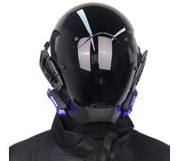 Jeorywoet Cyberpunk Mask LED Blue Light Casque Cyberpunk Casque Futuriste réglable Masque Futuriste avec Couverture de Couvre-Chefs Cyber Mask for Adults Cosplay, Disco, Birthday Fêtes, Punk Mask