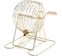 Jeorywoet Ensemble de Bingo en métal à manivelle - 1 Cage de Bingo et 50 Boules avec glissière verrouillable, pour fête et Carnaval