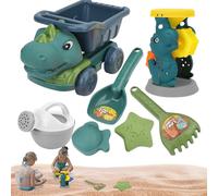 Jeorywoet Ensemble de Jouets de Sable Plage Dinosaure 7 pièces, Comprend Un Camion à Benne basculante, Un arrosoir, Une Pelle et des moules, sans Danger pour Les Tout-Petits