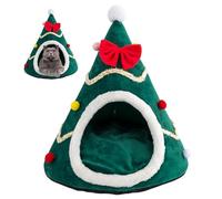 Jeorywoet Lit de Chat de Noël, Arbre de Noël pour Animaux de Compagnie en Peluche Coussin détachable