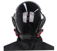 Jeorywoet Masque Casque futuriste réglable LED Red Light avec Couverture de Couvre-Chef Cyber Masque pour Adultes Cosplay, Disco, Masque de fêtes d'anniversaire