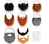Jeorywoet Moustaches Amusantes Auto-adhésives en Polyester, 10 pièces, avec Bande élastique, Costume pour Halloween et noël