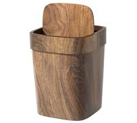 Jeorywoet Petite boîte poubelle, poubelle rétro, 12L Grain en bois vintage petit avec couvercle swing, rectangulaire, panier de déchets de ferme réutilisable pour chambre, cuisine, salle bain, poub